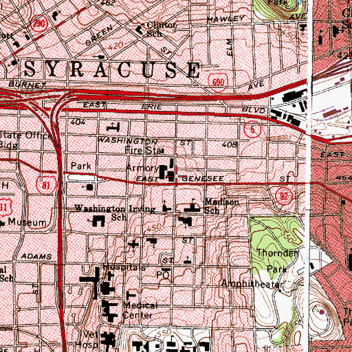Topographic Map of University United Methodist Church, NY
