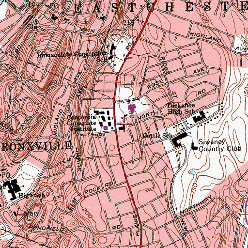 Topographic Map of Village Lutheran Church, NY