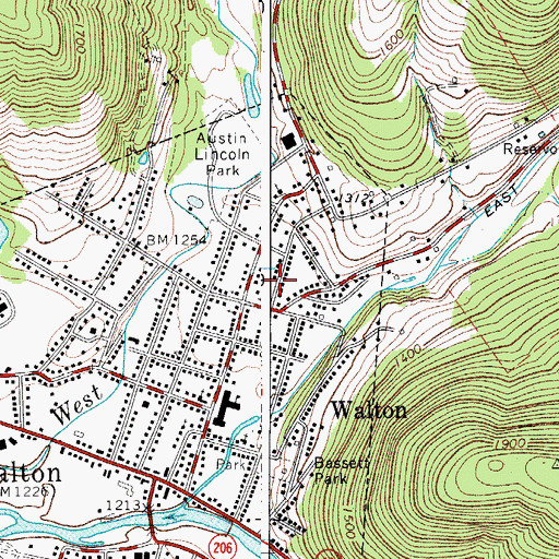 Topographic Map of Walton Assembly of God, NY