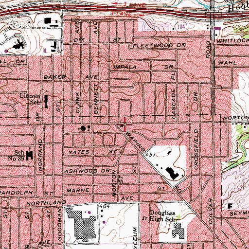Topographic Map of Waring Baptist Church, NY