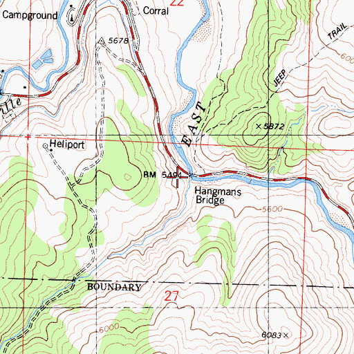 Topographic Map of Indian Creek, CA