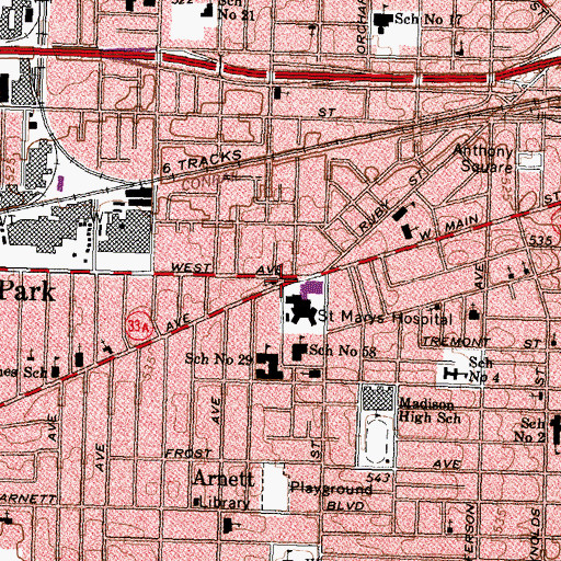 Topographic Map of West Avenue United Methodist Church, NY