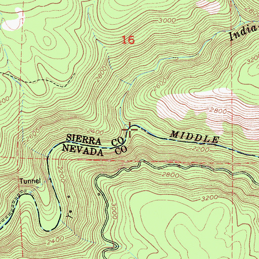 Topographic Map of Indian Creek, CA
