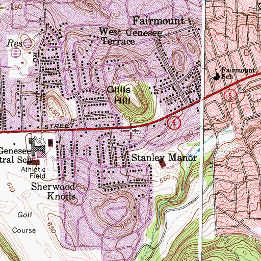 Topographic Map of West Genesee Hills Baptist Church, NY