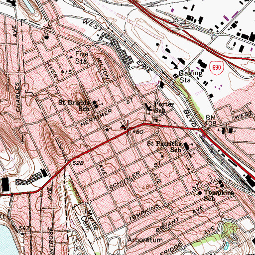 Topographic Map of West Genesee United Methodist Church, NY