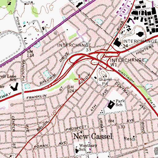Topographic Map of Westbury Divine Congregational Church of God, NY
