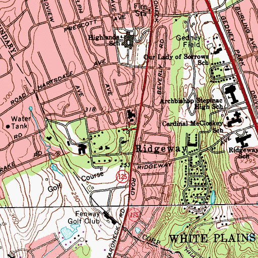 Topographic Map of Westchester Christian Worship Center, NY