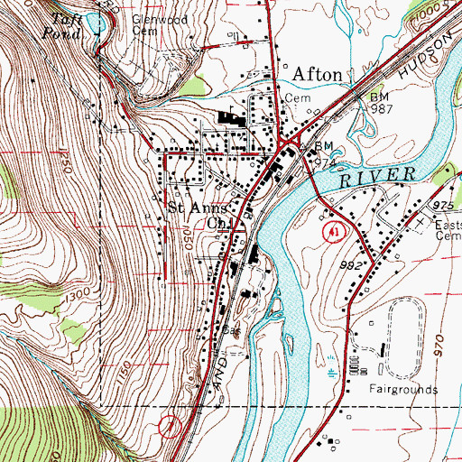 Topographic Map of Afton Free Library, NY
