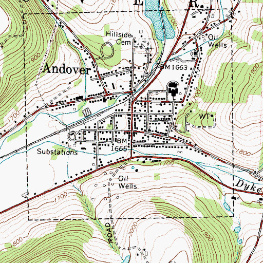 Topographic Map of Andover Free Library, NY