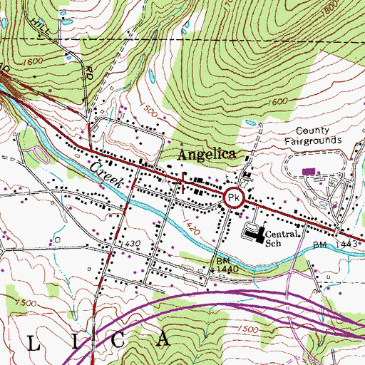 Topographic Map of Angelica Free Library, NY