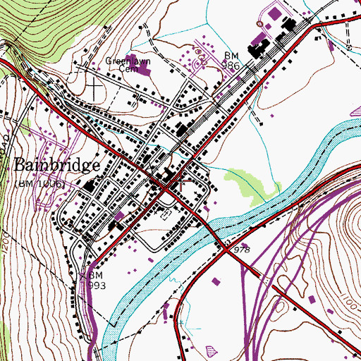 Topographic Map of Bainbridge Free Library, NY