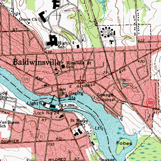 Topographic Map of Baldwinsville Public Library, NY