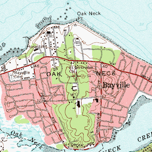 Topographic Map of Bayville Free Library, NY