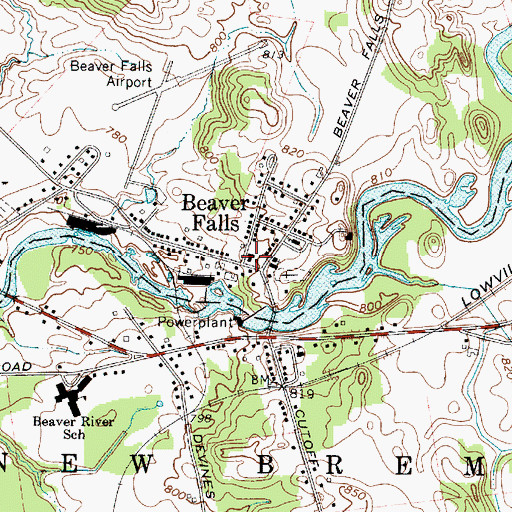 Topographic Map of Beaver Falls Library, NY
