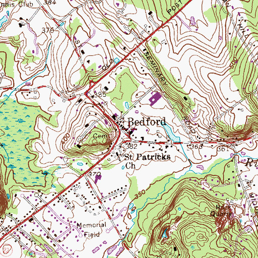 Topographic Map of Bedford Free Library, NY