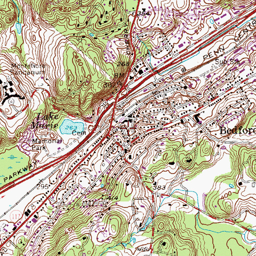 Topographic Map of Bedford Hills Free Library, NY