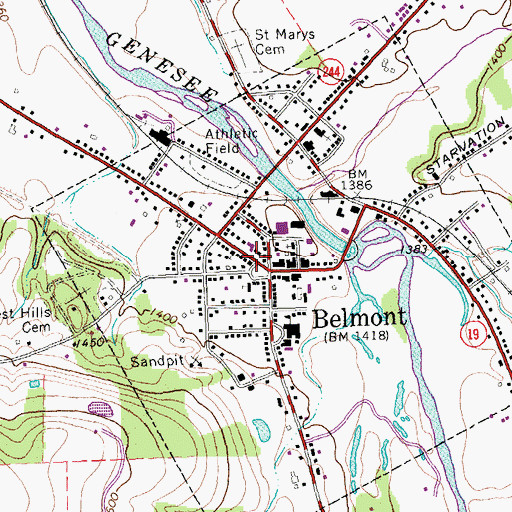 Topographic Map of Belmont Literary and Historical Society Free Library, NY