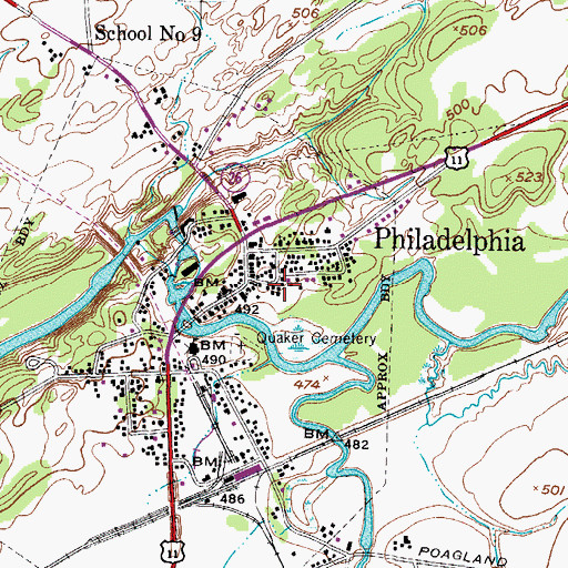 Topographic Map of Bodman Memorial Library, NY