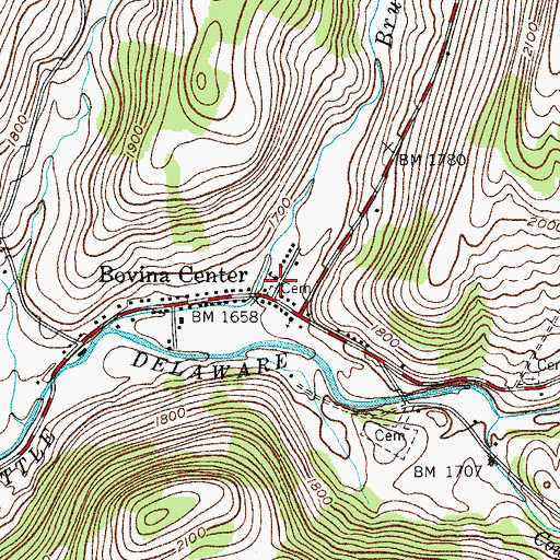 Topographic Map of Bovina Public Library, NY