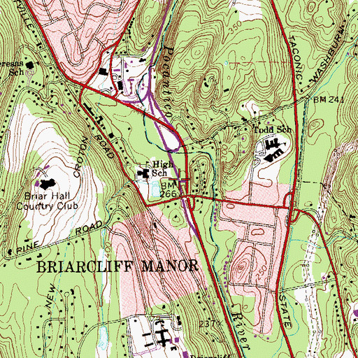 Topographic Map of Briarcliff Manor Public Library, NY