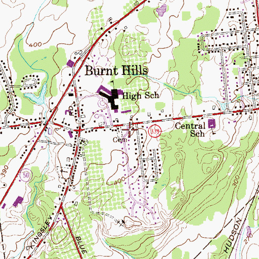 Topographic Map of Burnt Hills - Town of Ballston Community Library, NY