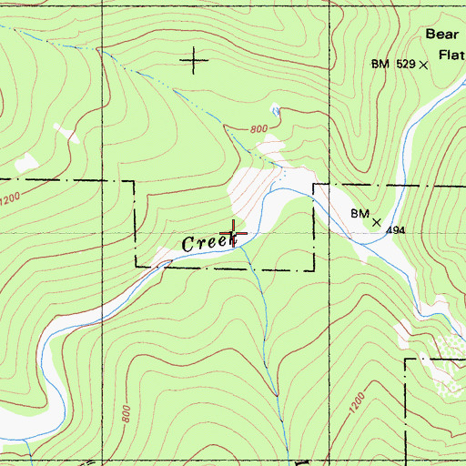 Topographic Map of Indian Creek, CA