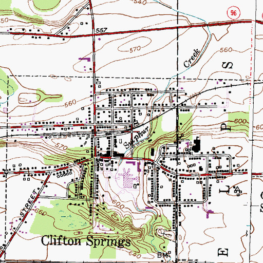 Topographic Map of Clifton Springs Library, NY