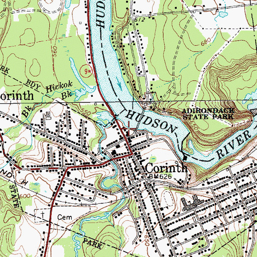 Topographic Map of Corinth Free Library, NY
