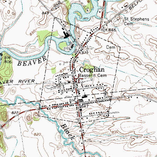 Topographic Map of Croghan Free Library, NY