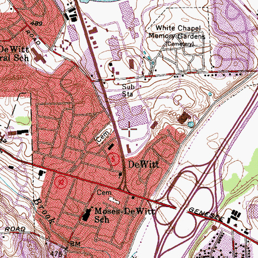Topographic Map of Dewitt Community Library, NY