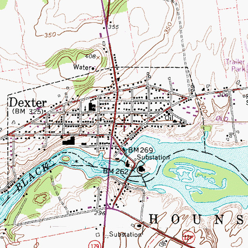 Topographic Map of Dexter Free Library, NY