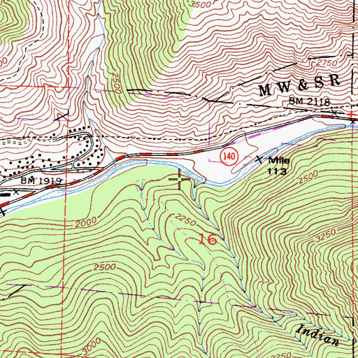 Topographic Map of Indian Creek, CA