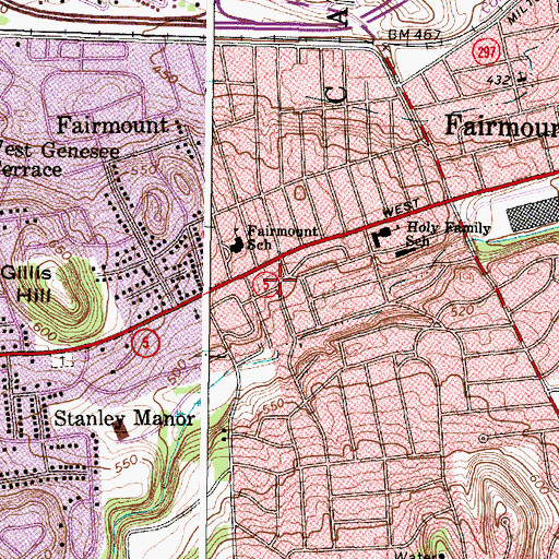 Topographic Map of Fairmount Community Library, NY
