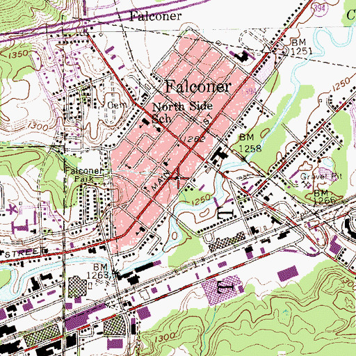 Topographic Map of Falconer Public Library, NY