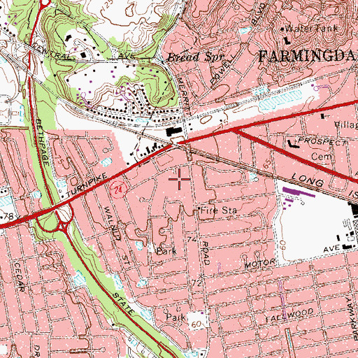Topographic Map of Farmingdale Public Library, NY