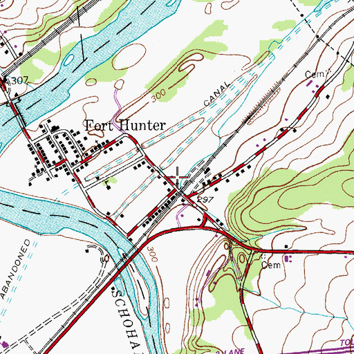 Topographic Map of Fort Hunter Free Library, NY
