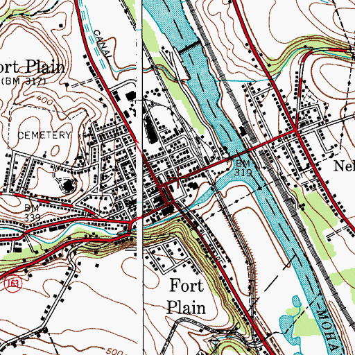 Topographic Map of Fort Plain Free Library, NY