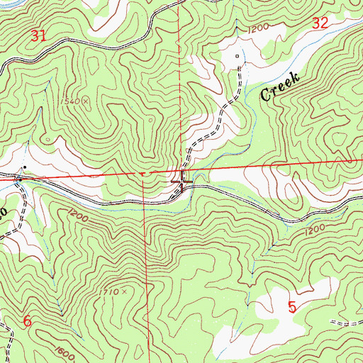Topographic Map of Indian Creek, CA
