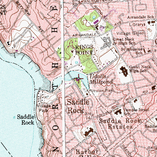 Topographic Map of Great Neck Library, NY