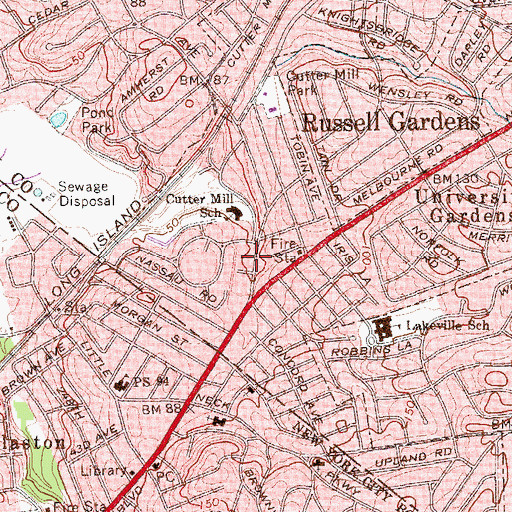 Topographic Map of Great Neck Library Lakeville Branch, NY