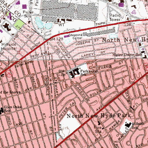 Topographic Map of Great Neck Library Parkville Branch, NY