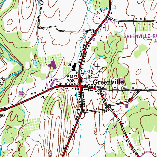 Topographic Map of Greenville Public Library, NY