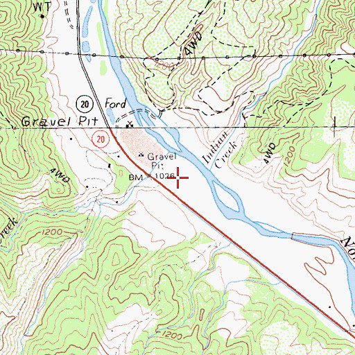 Topographic Map of Indian Creek, CA