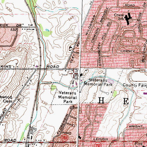 Topographic Map of Henrietta Public Library, NY
