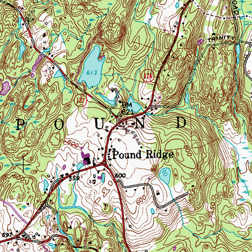 Topographic Map of Hiram Halle Memorial Library, NY