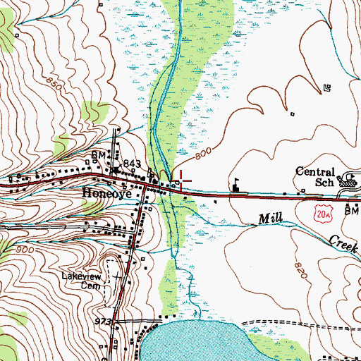 Topographic Map of Honeoye Public Library, NY
