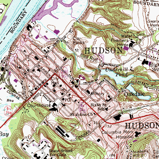 Topographic Map of Hudson Area Association Library, NY