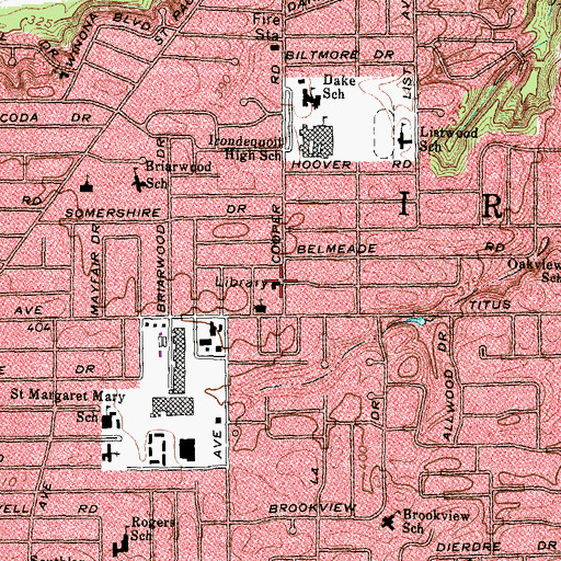 Topographic Map of Irondequoit Public Library Pauline Evans Branch, NY