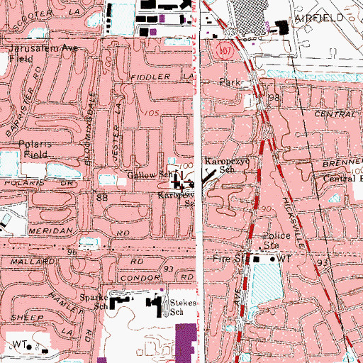 Topographic Map of Island Trees Public Library, NY