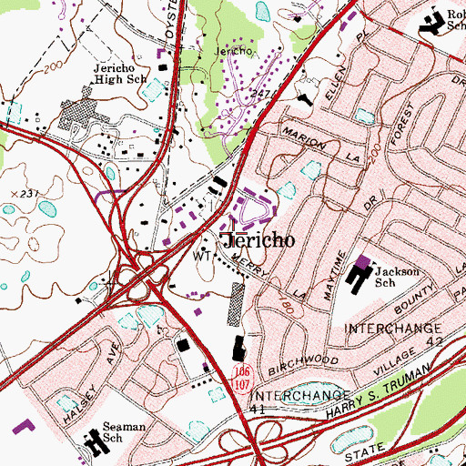 Topographic Map of Jericho Public Library, NY
